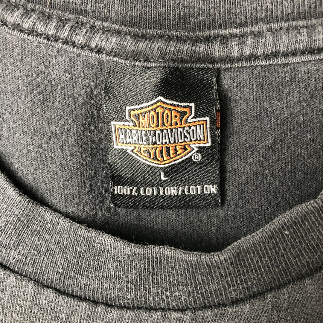 Harley-Davidson Motorcycle Bike T-shirt Made in USA Men's L size cotton black type Vintage Second Hand