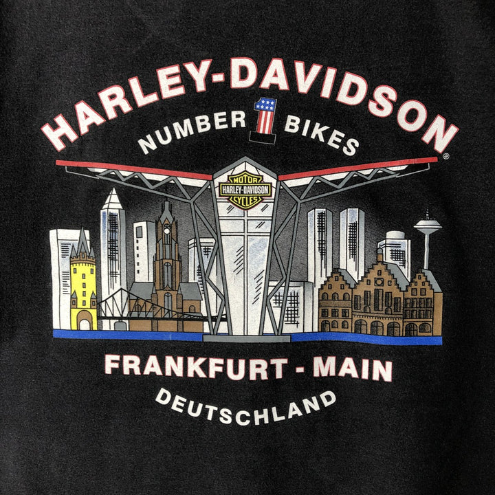 Harley-Davidson Motorcycle Bike T-shirt Made in USA Men's L size cotton black type Vintage Second Hand