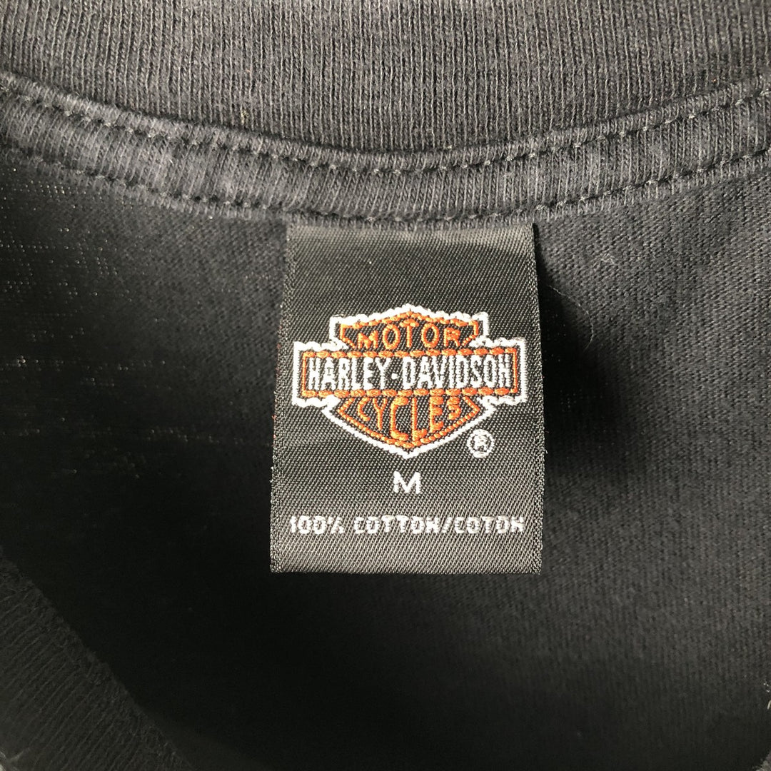2000'S Harley-Davidson Eagle Pattern American Flag Motorcycle T-Shirt, Made in USA, Men's Size M (approx.) cotton black type Vintage Second Hand
