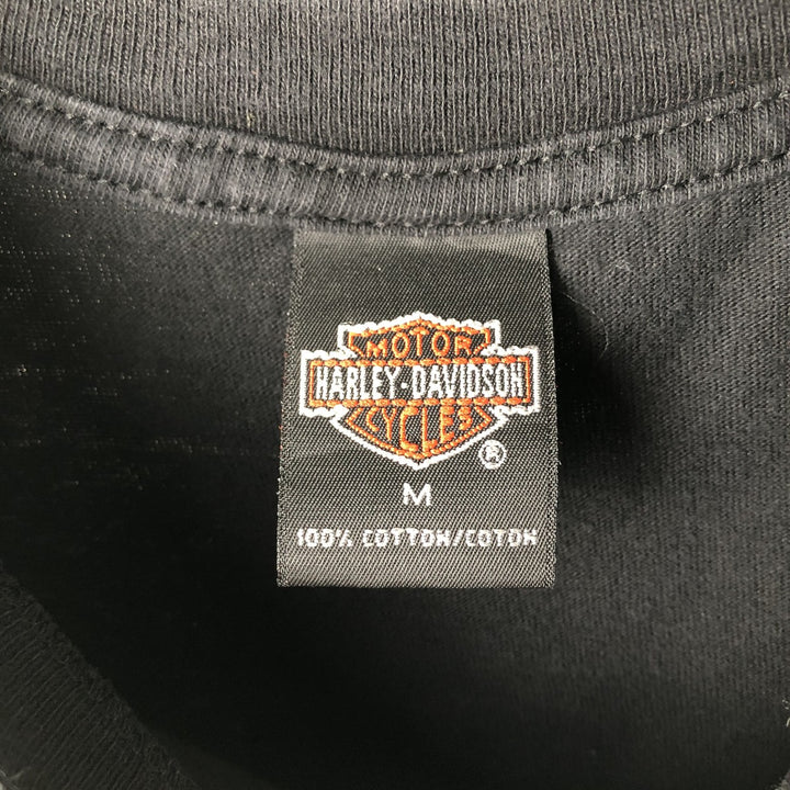 2000'S Harley-Davidson Eagle Pattern American Flag Motorcycle T-Shirt, Made in USA, Men's Size M (approx.) cotton black type Vintage Second Hand