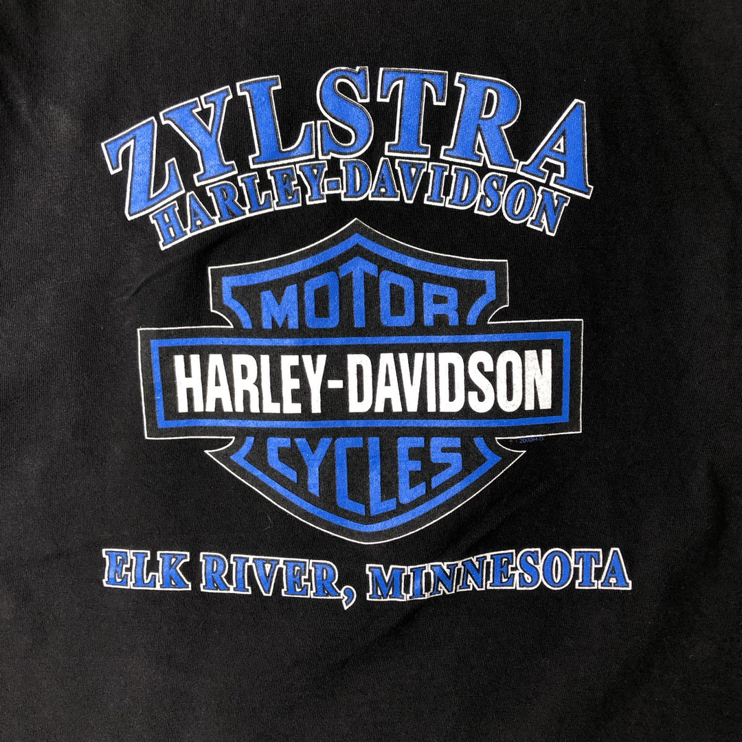 2000'S Harley-Davidson Eagle Pattern American Flag Motorcycle T-Shirt, Made in USA, Men's Size M (approx.) cotton black type Vintage Second Hand