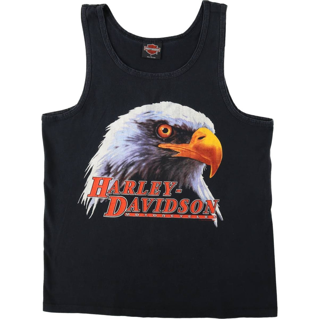 90'S Harley-Davidson Eagle Pattern Sleeveless Motorcycle T-Shirt, Made in USA, Men's Size L (approx.) cotton black type Vintage Second Hand