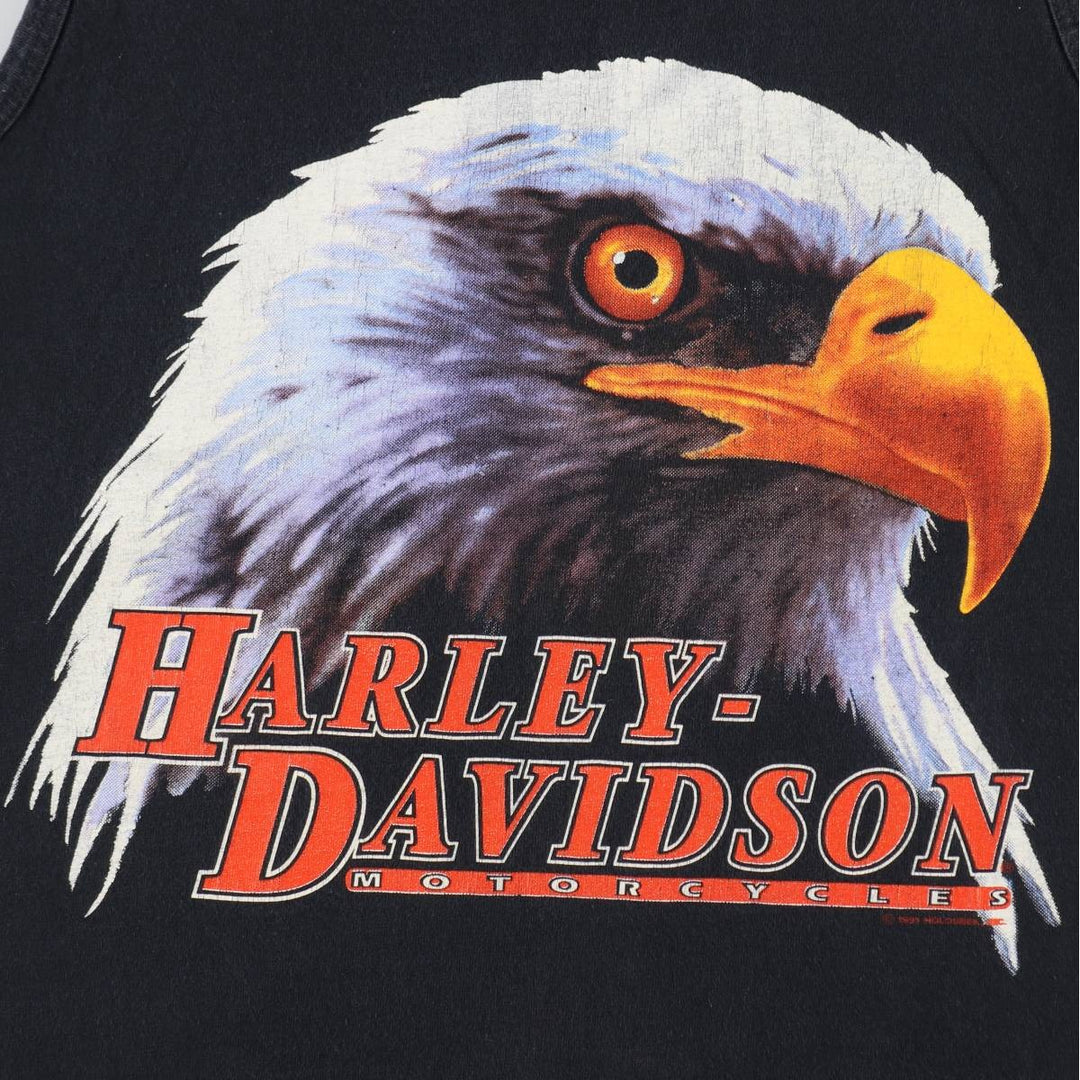 90'S Harley-Davidson Eagle Pattern Sleeveless Motorcycle T-Shirt, Made in USA, Men's Size L (approx.) cotton black type Vintage Second Hand