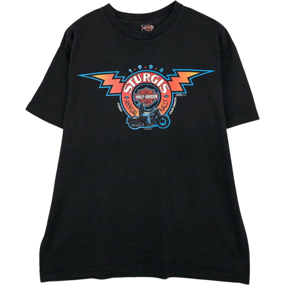 90'S Harley-Davidson Motorcycle Bike T-shirt Made in USA Men's XL Vintage cotton black type Vintage Second Hand