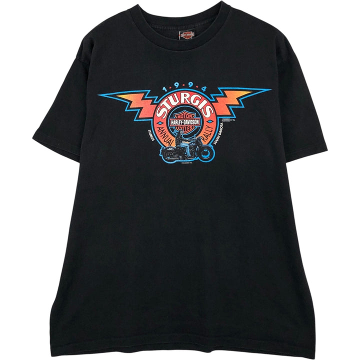 90'S Harley-Davidson Motorcycle Bike T-shirt Made in USA Men's XL Vintage cotton black type Vintage Second Hand