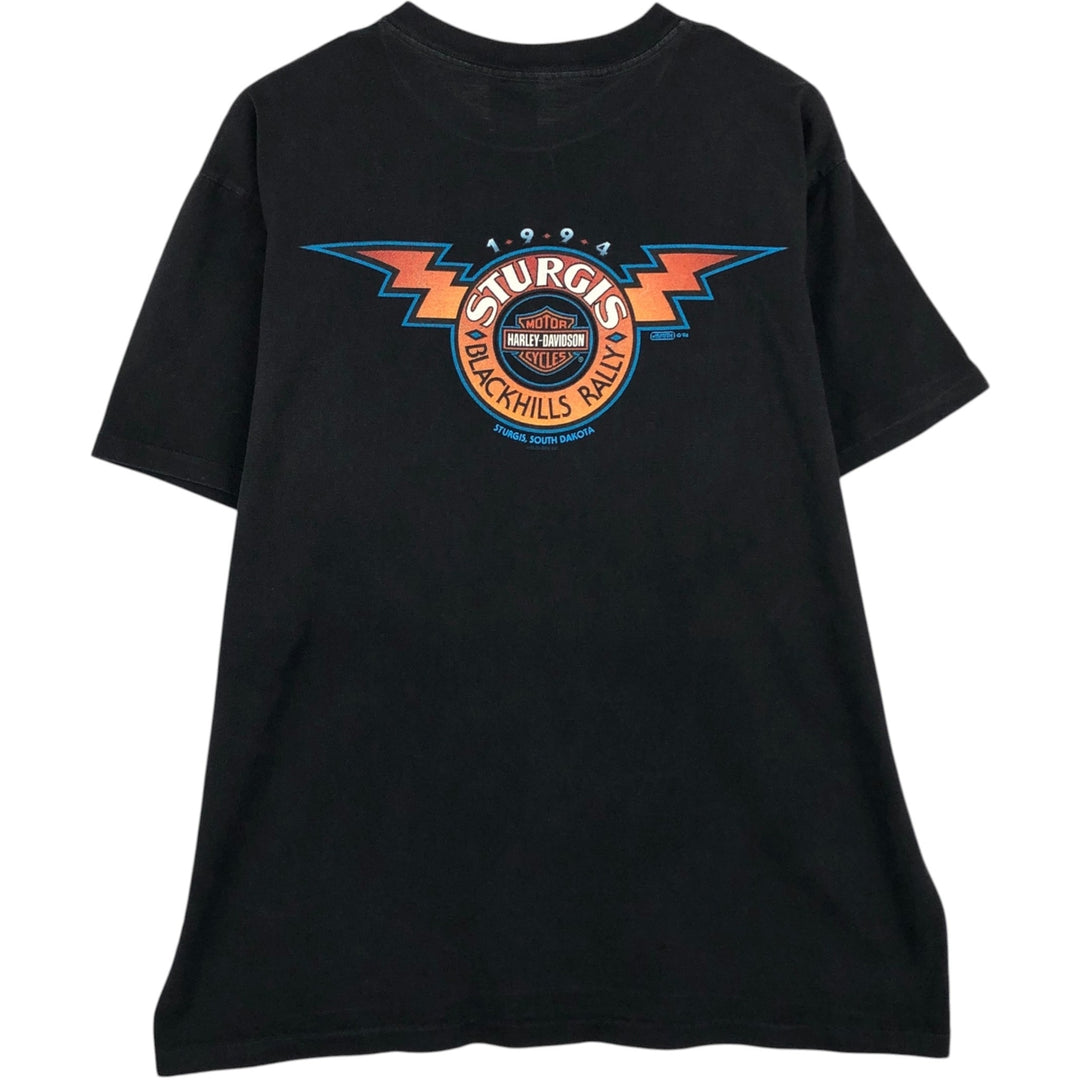 90'S Harley-Davidson Motorcycle Bike T-shirt Made in USA Men's XL Vintage cotton black type Vintage Second Hand
