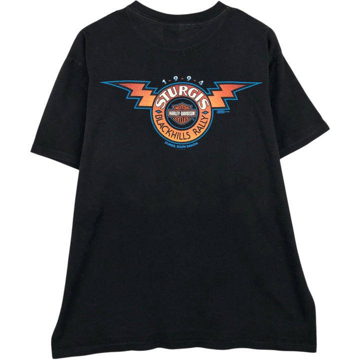 90'S Harley-Davidson Motorcycle Bike T-shirt Made in USA Men's XL Vintage cotton black type Vintage Second Hand