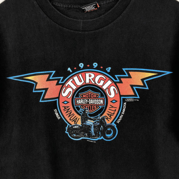 90'S Harley-Davidson Motorcycle Bike T-shirt Made in USA Men's XL Vintage cotton black type Vintage Second Hand