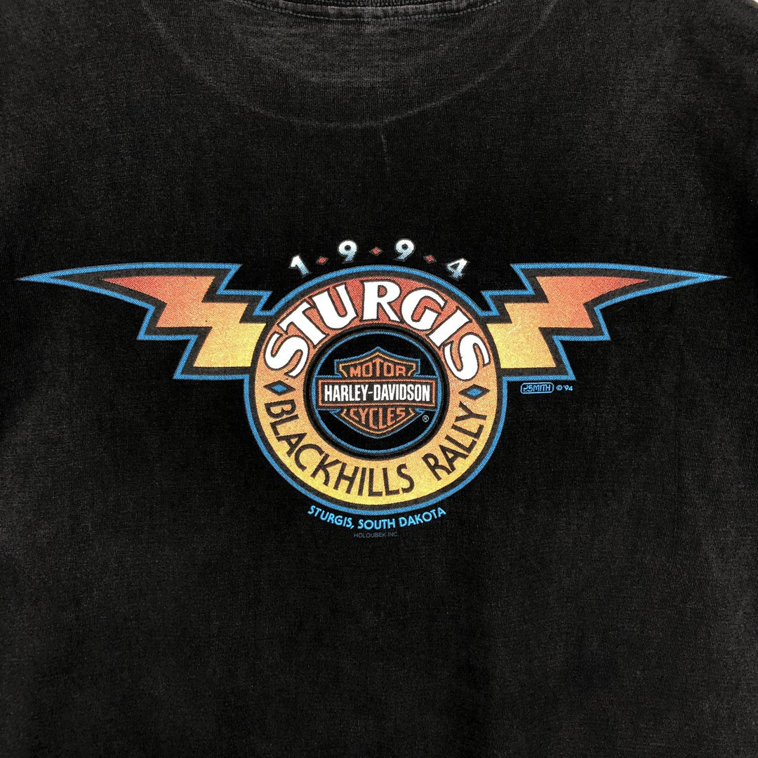 90'S Harley-Davidson Motorcycle Bike T-shirt Made in USA Men's XL Vintage cotton black type Vintage Second Hand