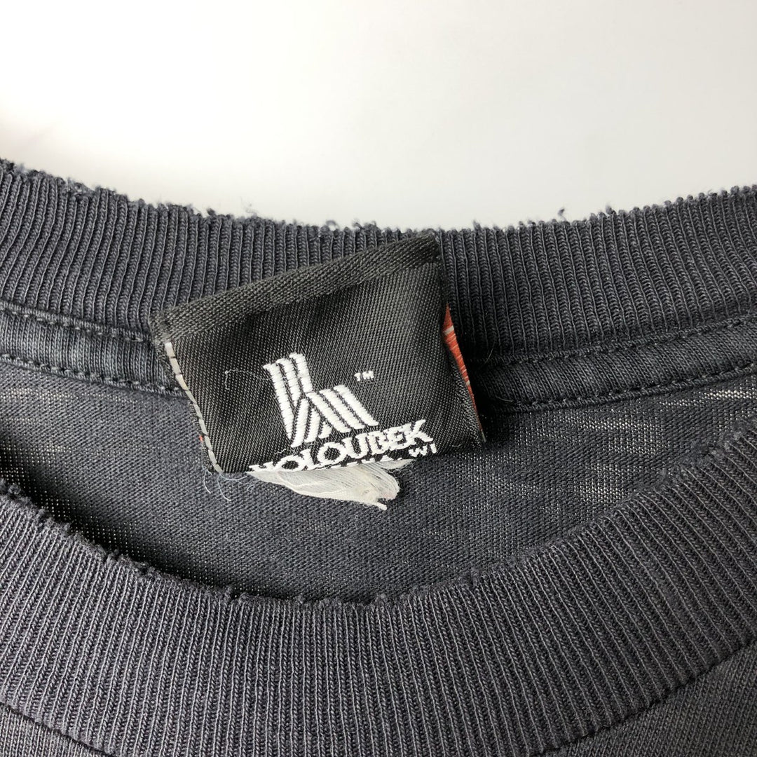 00'S Harley-Davidson Fire Pattern Motorcycle Bike T-Shirt Men's L size unclear black type Vintage Second Hand