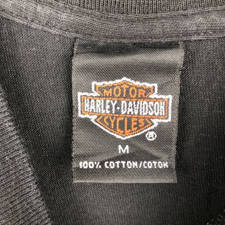 90'S Harley-Davidson American flag pattern motorcycle t-shirt, made in USA, men's size M equivalent, vintage. cotton black type Vintage Second Hand
