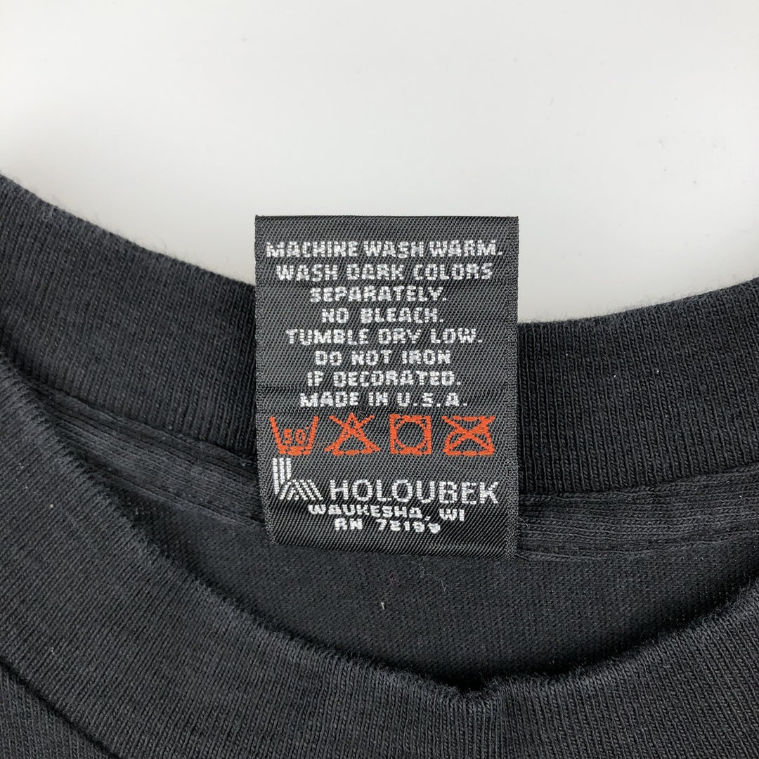 90'S Harley-Davidson American flag pattern motorcycle t-shirt, made in USA, men's size M equivalent, vintage. cotton black type Vintage Second Hand