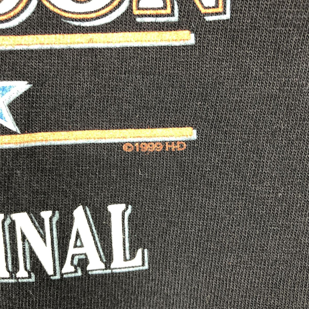 90'S Harley-Davidson American flag pattern motorcycle t-shirt, made in USA, men's size M equivalent, vintage. cotton black type Vintage Second Hand