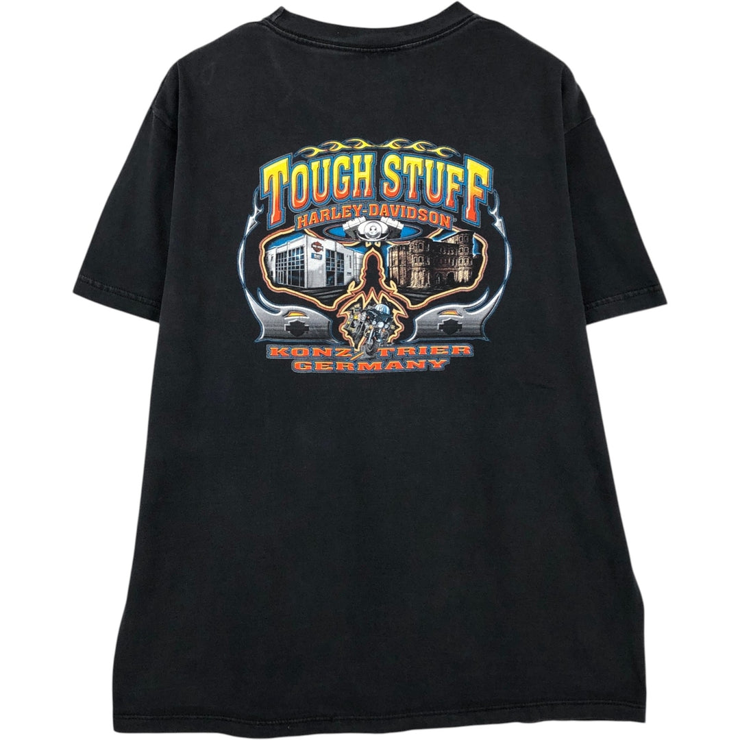 2000'S Harley-Davidson Eagle Pattern Fire Pattern Engine Motorcycle T-Shirt, Men's XL (approx.) cotton black type Vintage Second Hand