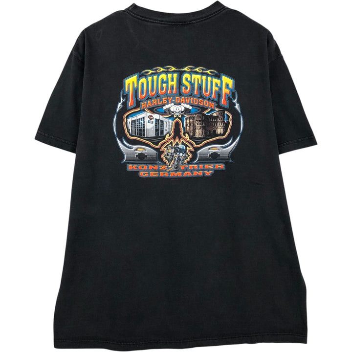 2000'S Harley-Davidson Eagle Pattern Fire Pattern Engine Motorcycle T-Shirt, Men's XL (approx.) cotton black type Vintage Second Hand