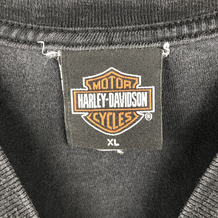 2000'S Harley-Davidson Eagle Pattern Fire Pattern Engine Motorcycle T-Shirt, Men's XL (approx.) cotton black type Vintage Second Hand