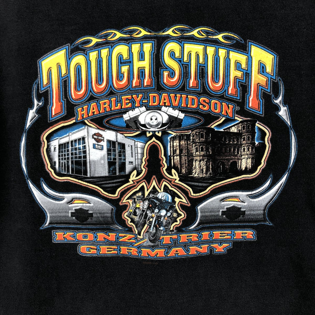 2000'S Harley-Davidson Eagle Pattern Fire Pattern Engine Motorcycle T-Shirt, Men's XL (approx.) cotton black type Vintage Second Hand