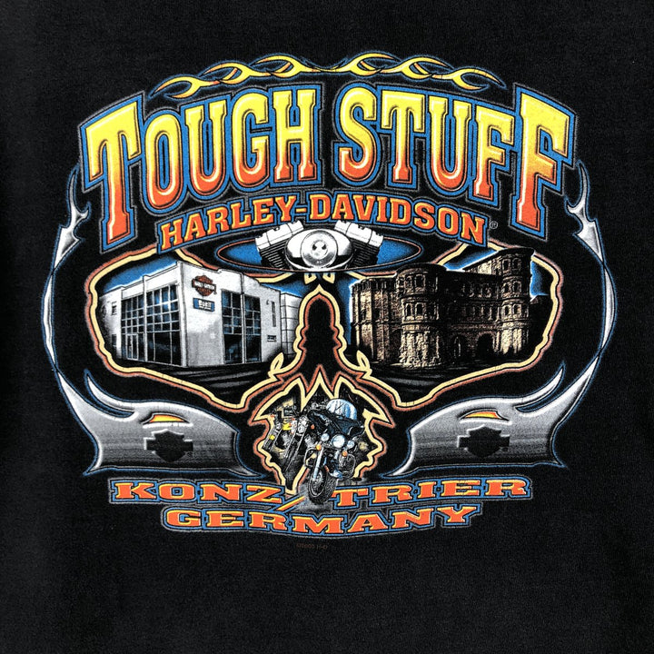2000'S Harley-Davidson Eagle Pattern Fire Pattern Engine Motorcycle T-Shirt, Men's XL (approx.) cotton black type Vintage Second Hand