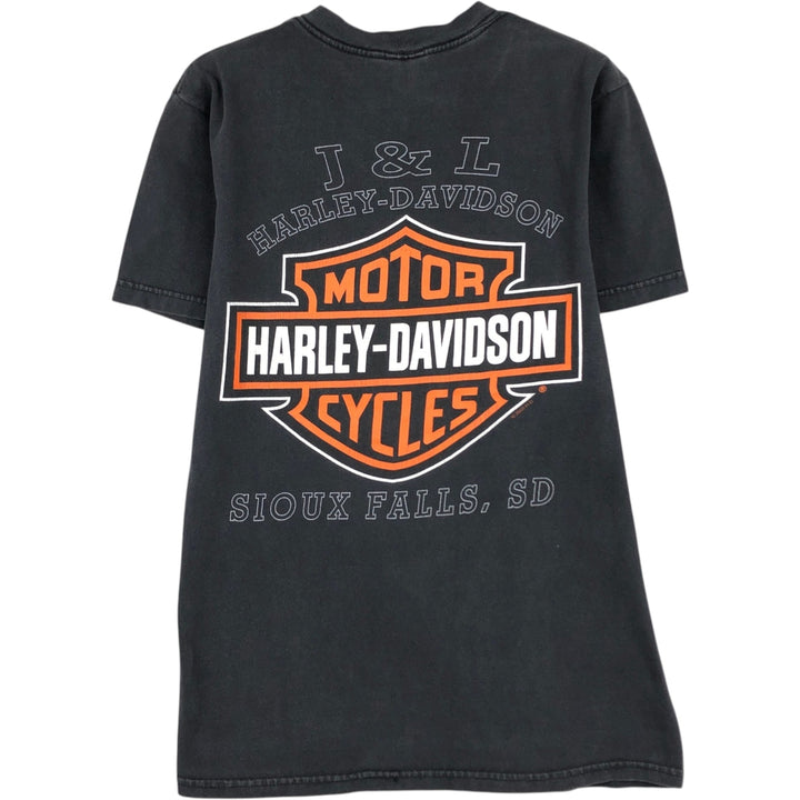 2000'S Harley-Davidson Eagle Pattern Fire Pattern Motorcycle T-Shirt, Made in USA, Men's Size S (approx.) cotton black type Vintage Second Hand