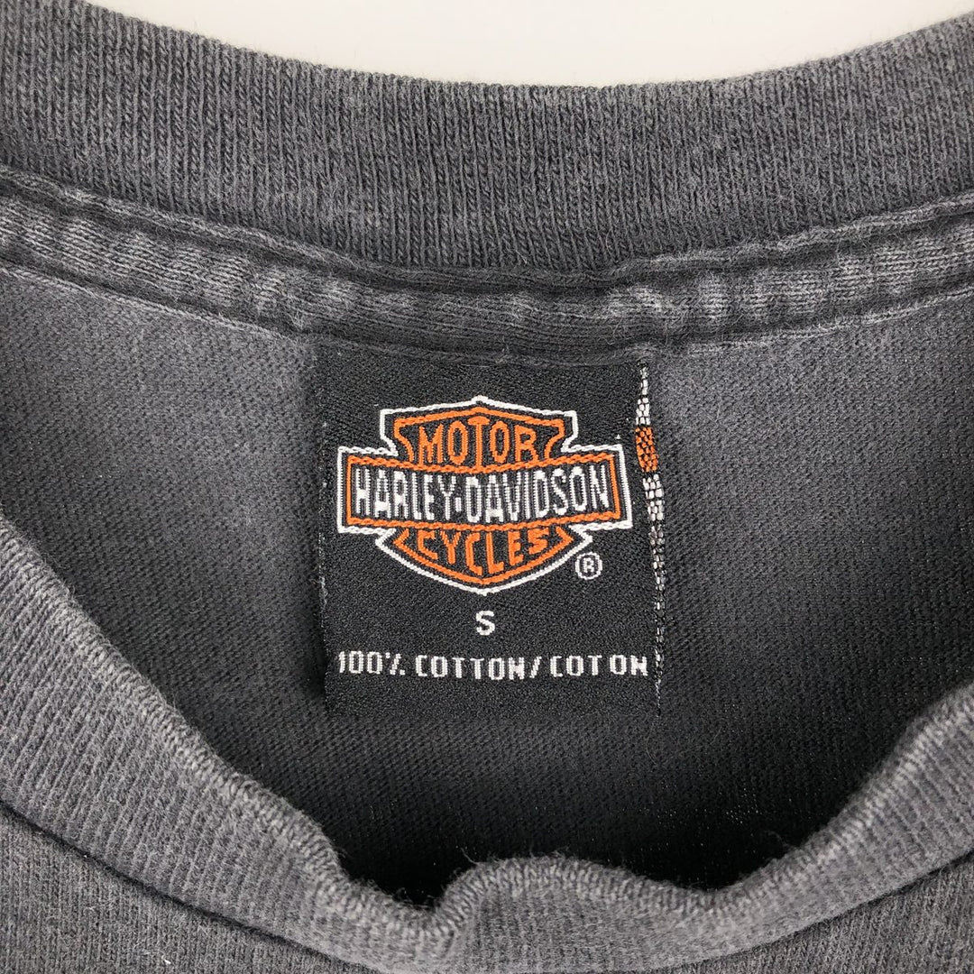 2000'S Harley-Davidson Eagle Pattern Fire Pattern Motorcycle T-Shirt, Made in USA, Men's Size S (approx.) cotton black type Vintage Second Hand
