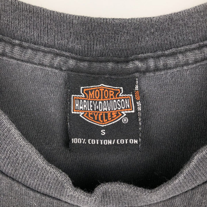 2000'S Harley-Davidson Eagle Pattern Fire Pattern Motorcycle T-Shirt, Made in USA, Men's Size S (approx.) cotton black type Vintage Second Hand