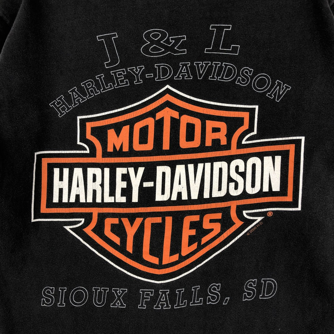 2000'S Harley-Davidson Eagle Pattern Fire Pattern Motorcycle T-Shirt, Made in USA, Men's Size S (approx.) cotton black type Vintage Second Hand
