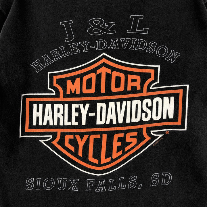 2000'S Harley-Davidson Eagle Pattern Fire Pattern Motorcycle T-Shirt, Made in USA, Men's Size S (approx.) cotton black type Vintage Second Hand