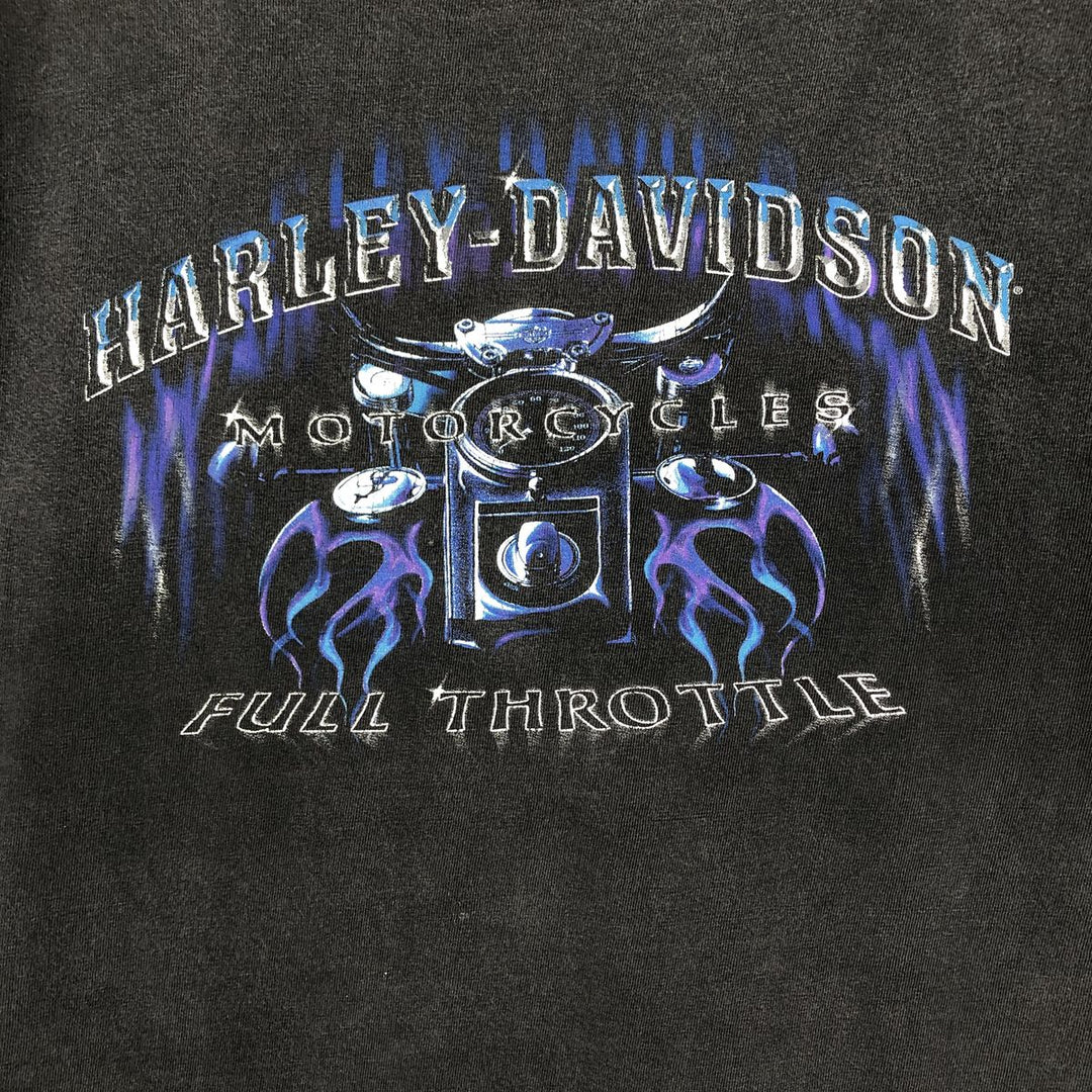 90'S Harley-Davidson Fire Pattern Blue Flame Motorcycle T-Shirt, Made in USA, Men's XL (approx.) cotton black type Vintage Second Hand