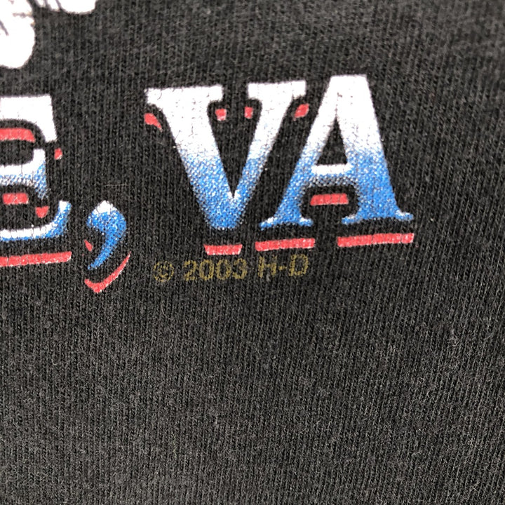 00'S Harley Davidson Eagle Pattern Stars and Stripes Motorcycle Bike T-Shirt Made in USA Men's L size cotton black type Vintage Second Hand