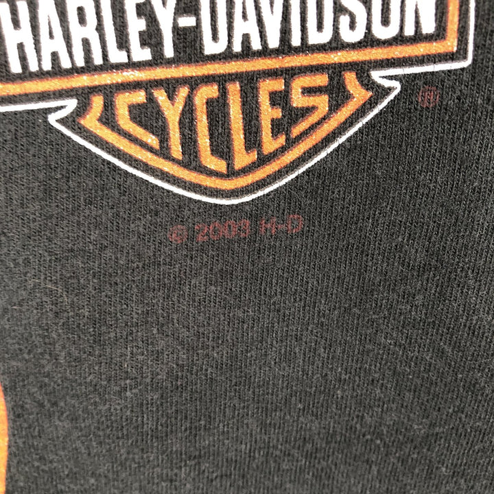 00'S Harley Davidson Eagle Pattern Stars and Stripes Motorcycle Bike T-Shirt Made in USA Men's L size cotton black type Vintage Second Hand