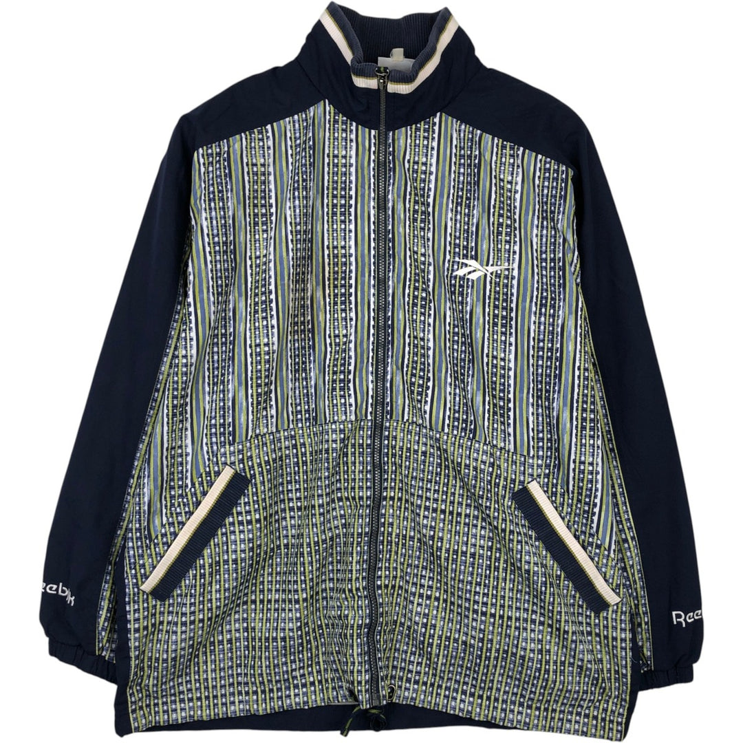 90'S Reebok all-over print windbreaker, men's size XL (approx.) polyester green type yellow green Vintage Second Hand
