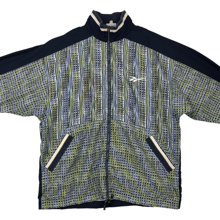 90'S Reebok all-over print windbreaker, men's size XL (approx.) polyester green type yellow green Vintage Second Hand