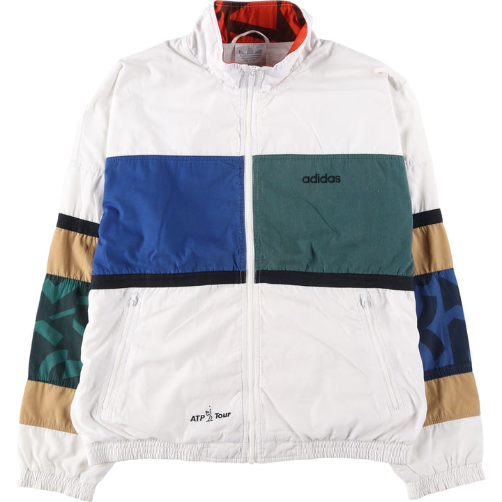80s-90'S Adidas ATP Tour Crazy Pattern Windbreaker, Men's Size M (approx.), Vintage polyester white type Vintage Second Hand