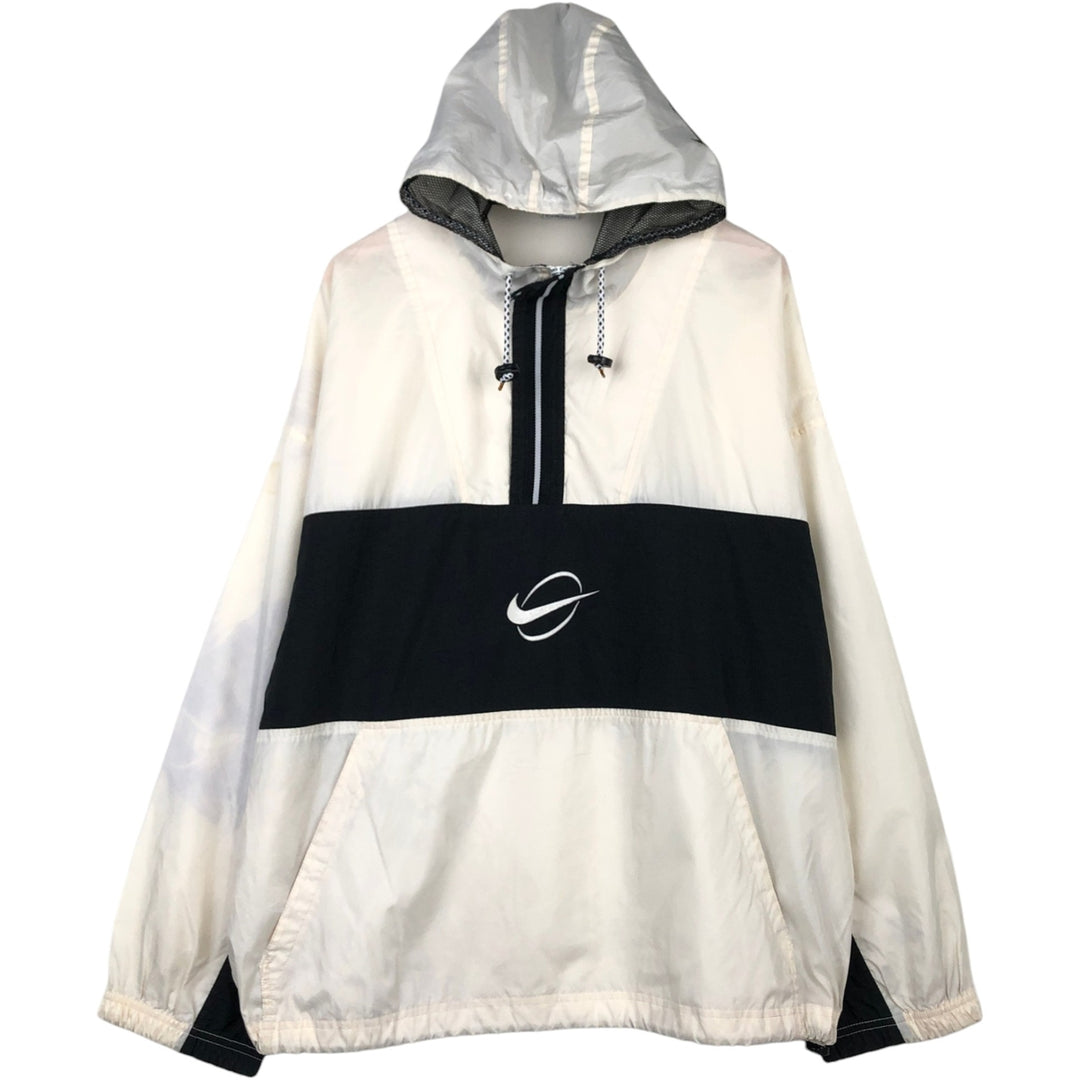 Nike Half-Zip Nylon Hoodie, Men's Size XL (approx.) Nylon white type Vintage Second Hand
