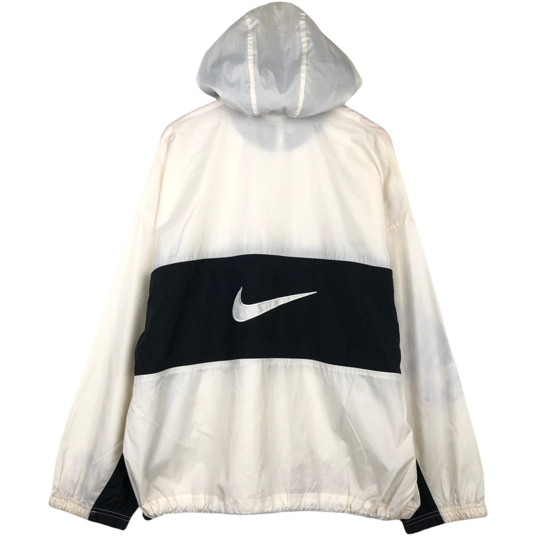 Nike Half-Zip Nylon Hoodie, Men's Size XL (approx.) Nylon white type Vintage Second Hand