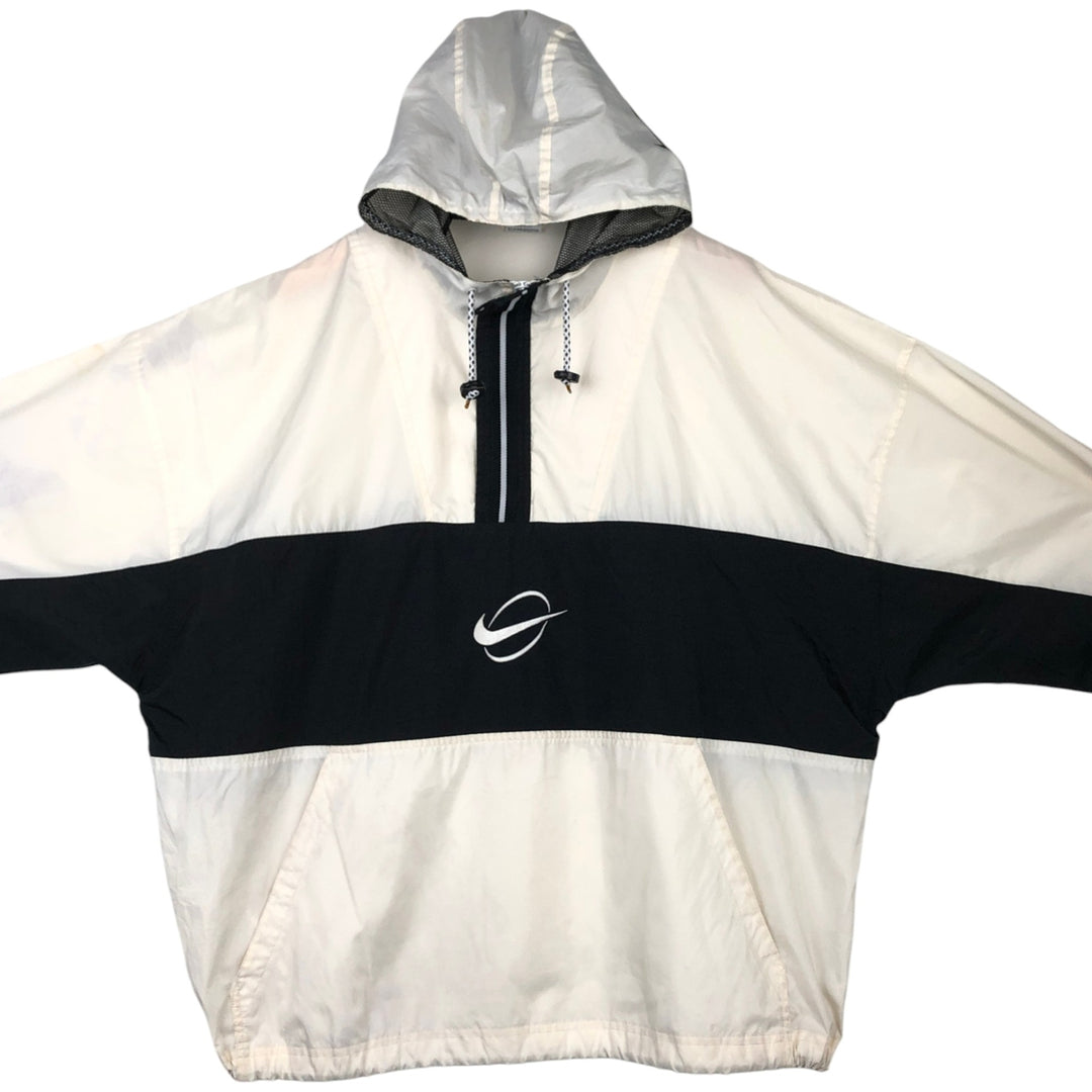 Nike Half-Zip Nylon Hoodie, Men's Size XL (approx.) Nylon white type Vintage Second Hand