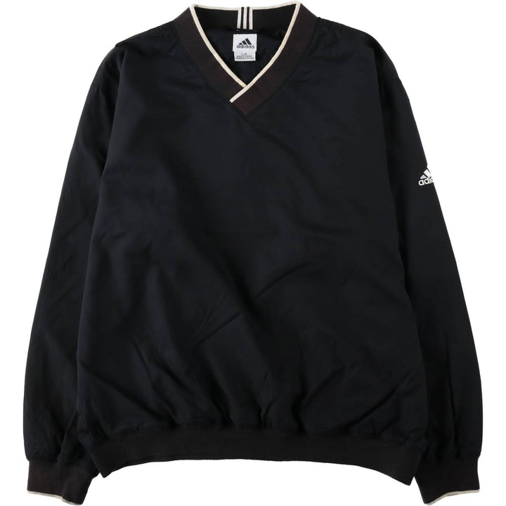 2000'S adidas V-neck warm-up pullover, men's size L polyester black type Vintage Second Hand