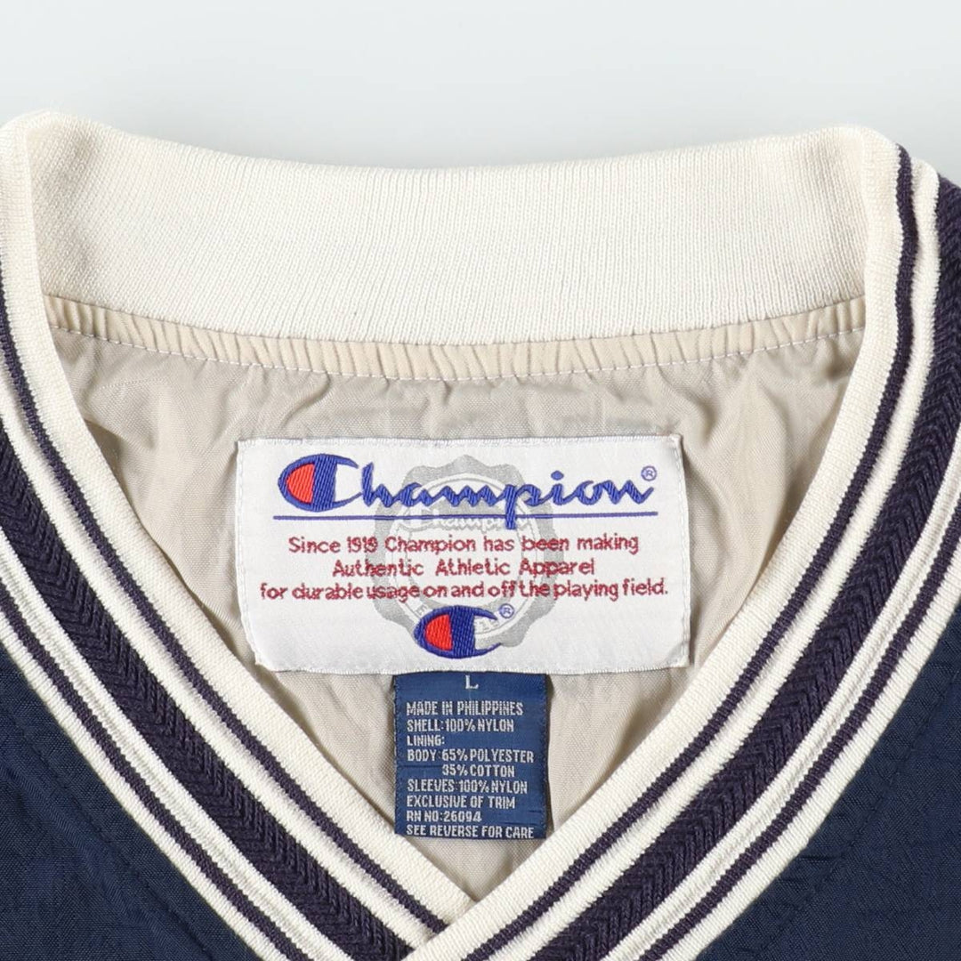 Champion V-neck nylon pullover, men's size L (approx.) Nylon navy blue type Vintage Second Hand