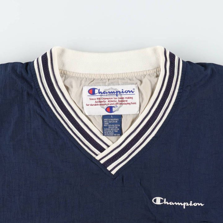 Champion V-neck nylon pullover, men's size L (approx.) Nylon navy blue type Vintage Second Hand
