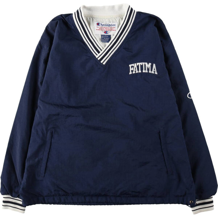 Champion V-neck nylon pullover, men's size L (approx.) Nylon navy blue type Vintage Second Hand
