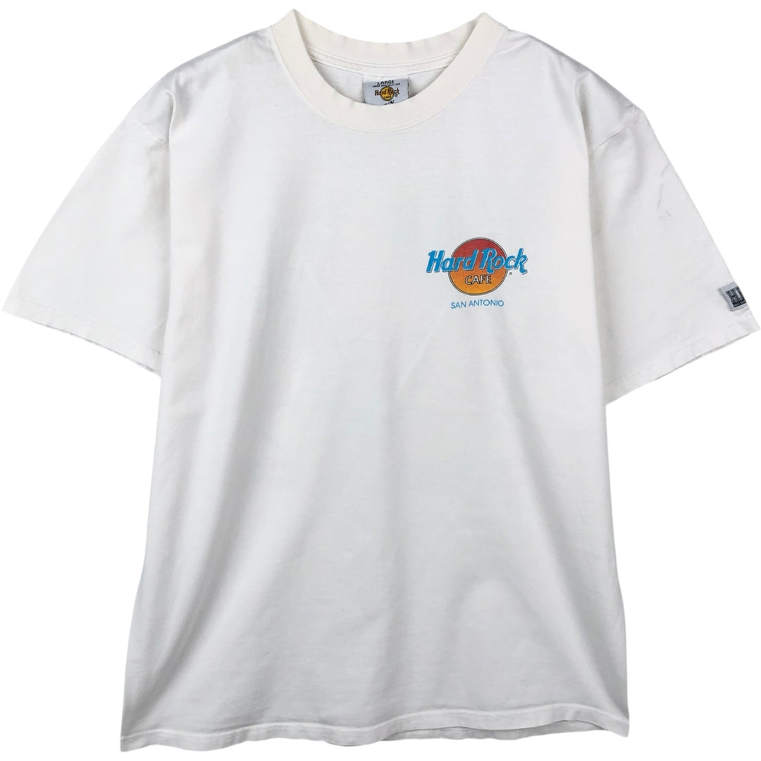 HARD ROCK CAFE Hard Rock Cafe Advertising T-shirt Made in USA Men's L size cotton white type Vintage Second Hand
