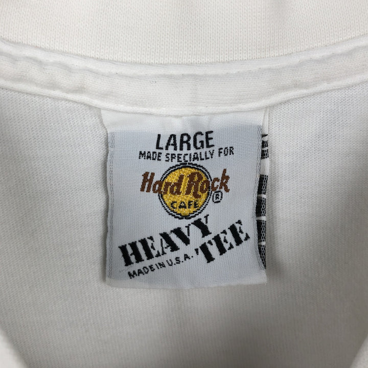 HARD ROCK CAFE Hard Rock Cafe Advertising T-shirt Made in USA Men's L size cotton white type Vintage Second Hand