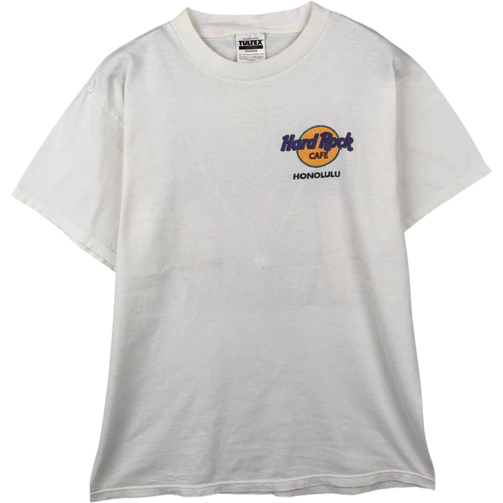 ~2000'S TULTEX HARD ROCK CAFE advertising T-shirt, men's size L (approx.) cotton white type Vintage Second Hand