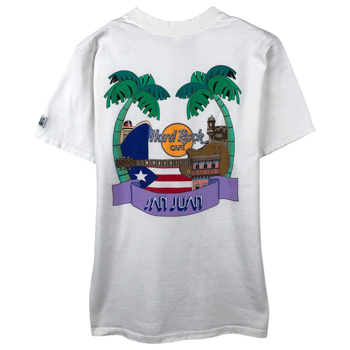 HARD ROCK CAFE advertising T-shirt, made in the USA, men's size S (equivalent). cotton white type Vintage Second Hand