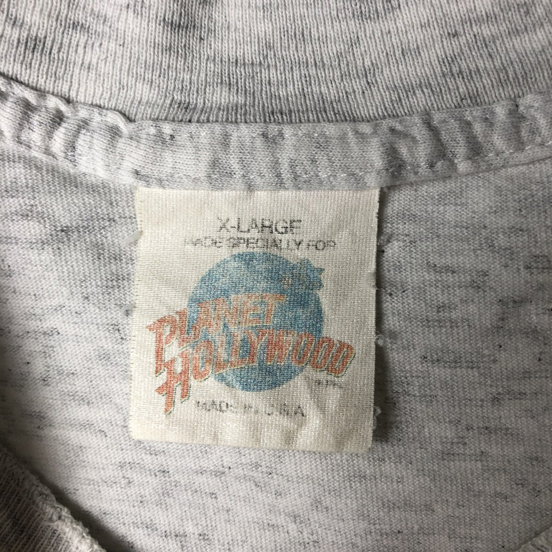 90'S PLANET HOLLYWOOD Advertising T-shirt Made in USA Men's XL Vintage cotton white type Vintage Second Hand