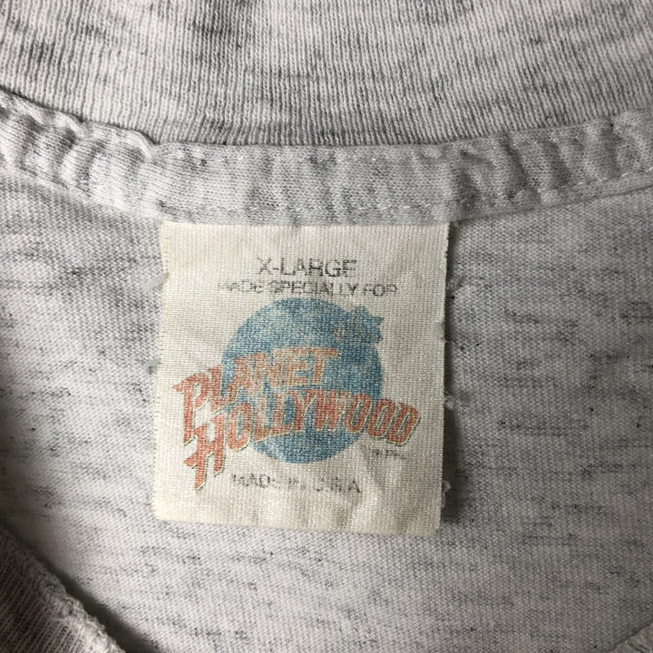 90'S PLANET HOLLYWOOD Advertising T-shirt Made in USA Men's XL Vintage cotton white type Vintage Second Hand