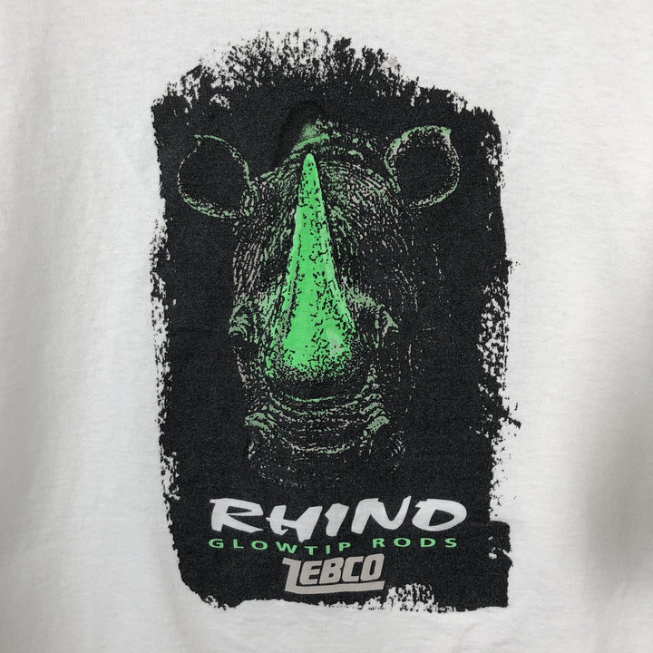 ZEBCO Advertising T-Shirt, Men's Size L (Equivalent), Vintage unclear white type Vintage Second Hand