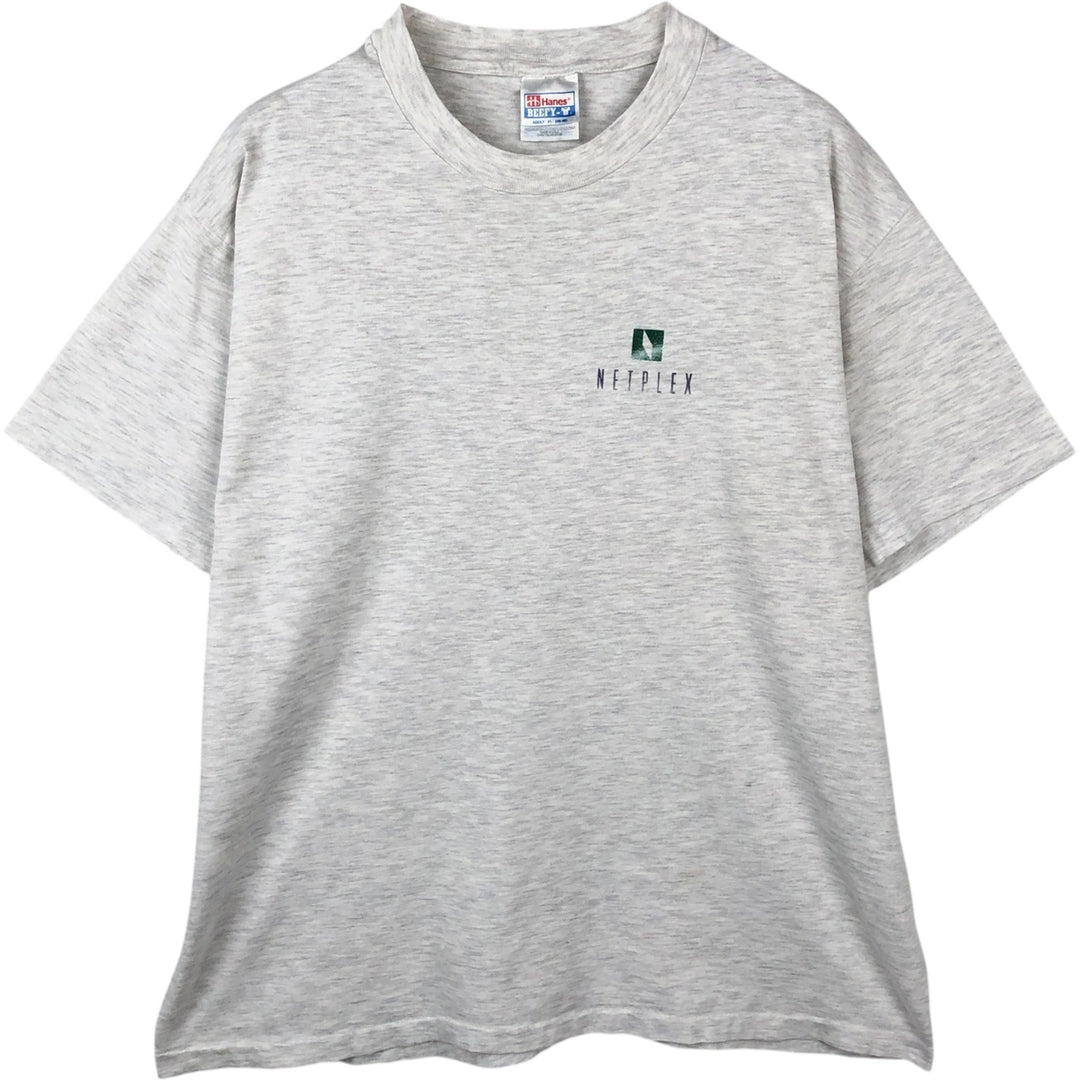 90'S Hanes NETPLEX Advertising T-Shirt, Made in USA, Men's XL equivalent, Vintage cotton gray type Vintage Second Hand
