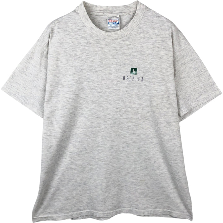 90'S Hanes NETPLEX Advertising T-Shirt, Made in USA, Men's XL equivalent, Vintage cotton gray type Vintage Second Hand