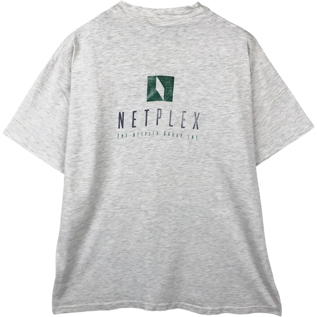 90'S Hanes NETPLEX Advertising T-Shirt, Made in USA, Men's XL equivalent, Vintage cotton gray type Vintage Second Hand